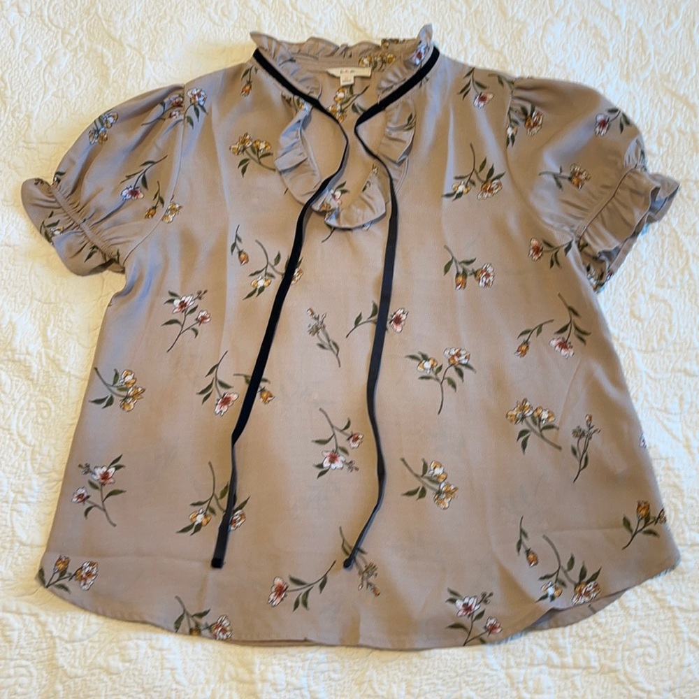 Medium tan and floral top